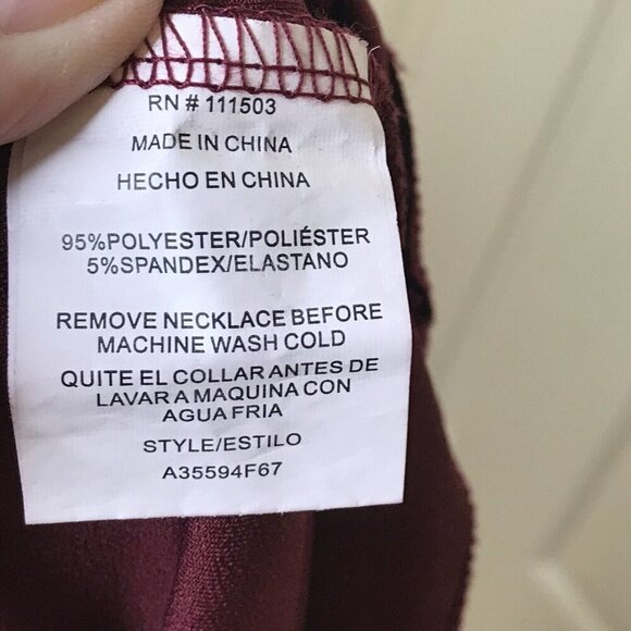 AS U WISH Womens Size M Shift Dress‎ Slip On Balloon Sleeve Straight Wine Maroon - Picture 8 of 9